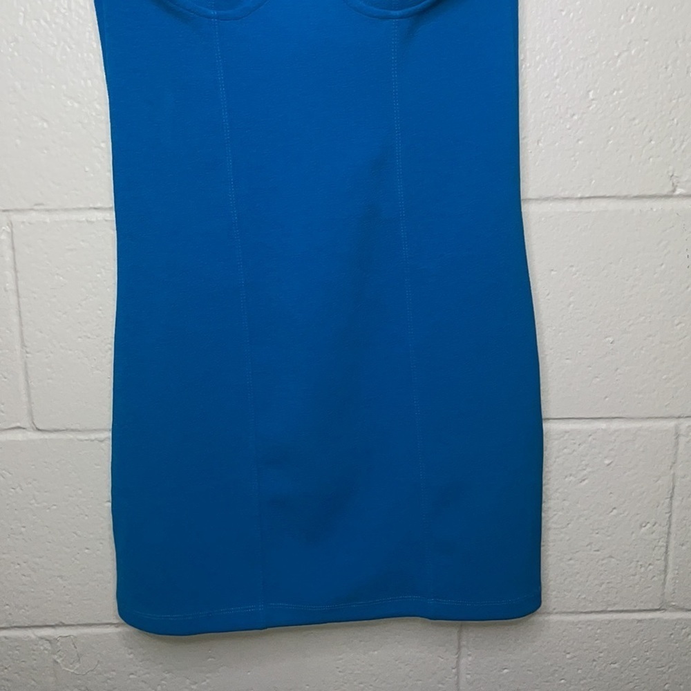 NWT Zara Electric Blue Corset Stitch Bodycon Mini Dress Size Small - Picture 6 of 12